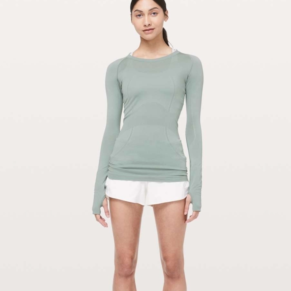 lululemon athletica Long Sleeve Swiftly Tech Top in Soft Green Size 4